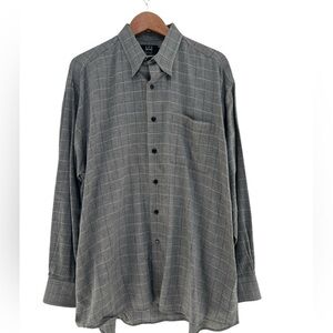 Ike Behar Gray Plaid Casual Button Down Shirt